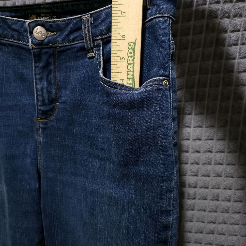 Dark Wash High Rise Jeans 8P 30x30 Women Slimming Stretch Relaxed Casual Comfort - Picture 7 of 16